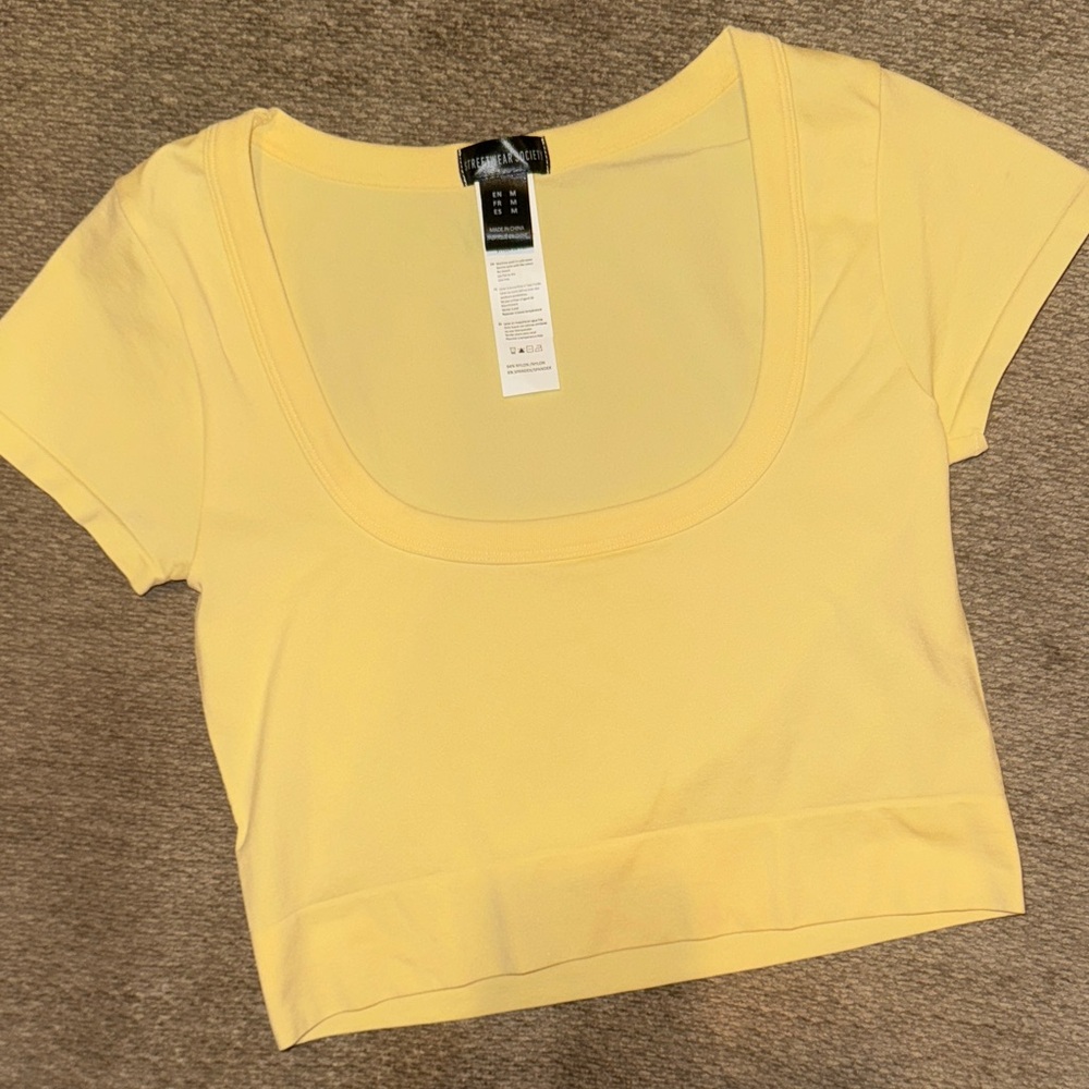 Express Lemon Yellow Scoop Neck Crop Top